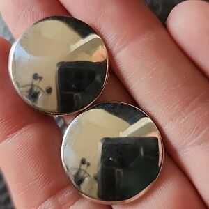 VTG Bergere Silver Round Clip Earrings